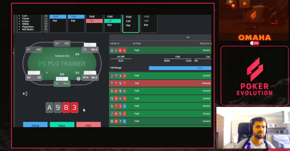 contenu vidéo de la masterclass Poker Evolution Pot limit omaha en Cash Game